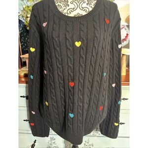 English Factory 5% Wool Embroidered Heart Sweater Sz 2X